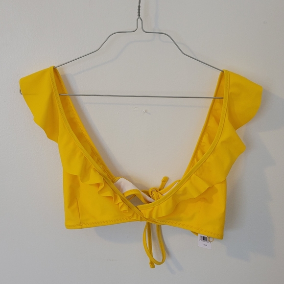 NWT Aerie Ruffle Wrap Bikini Top in Yellow - Picture 1 of 3